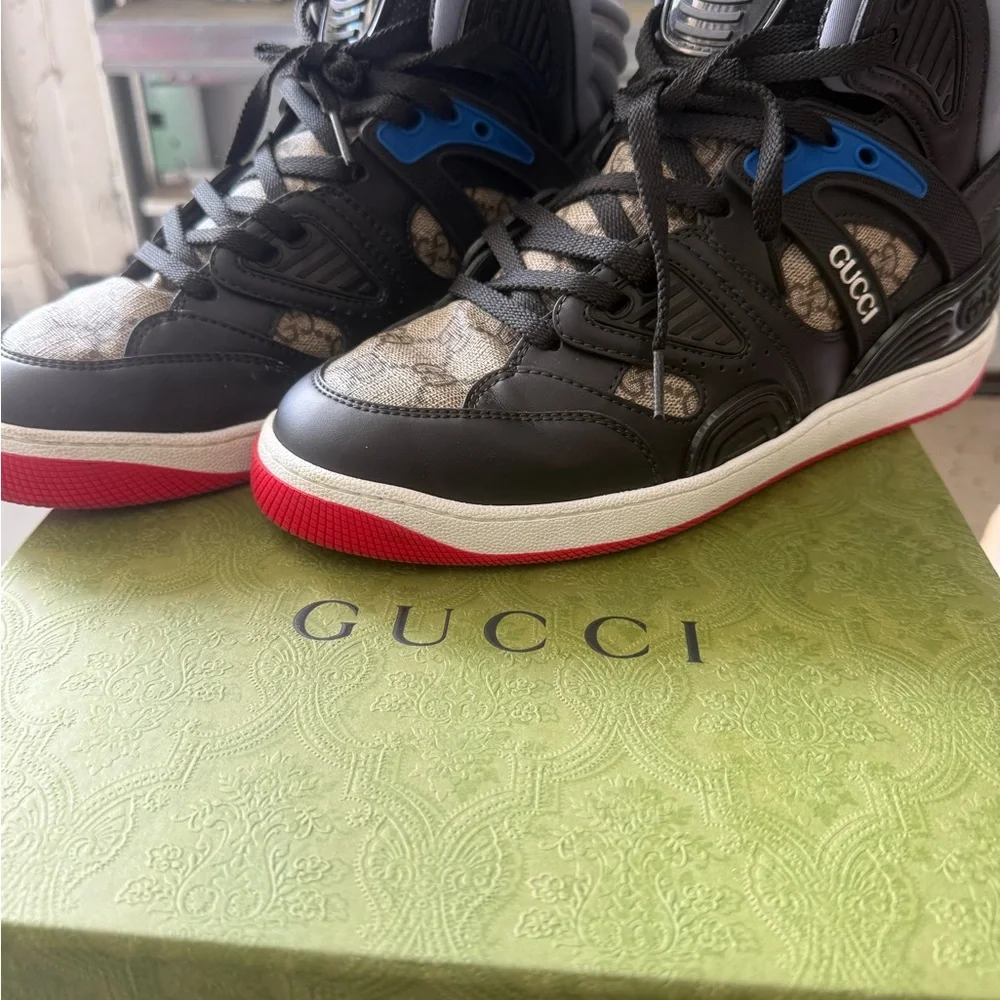 Gucci High-Top Sneakers - Black and Red “Basket” - Picture 2 of 6
